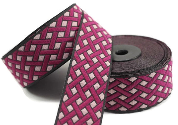 35 mm Node motive claret jacquard Ribbons (1.37 inches), Jacquard ribbon, jacquard trim, craft supplies, collar supply, 35979
