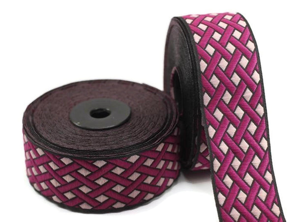 35 mm Node motive claret jacquard Ribbons (1.37 inches), Jacquard ribbon, jacquard trim, craft supplies, collar supply, 35979