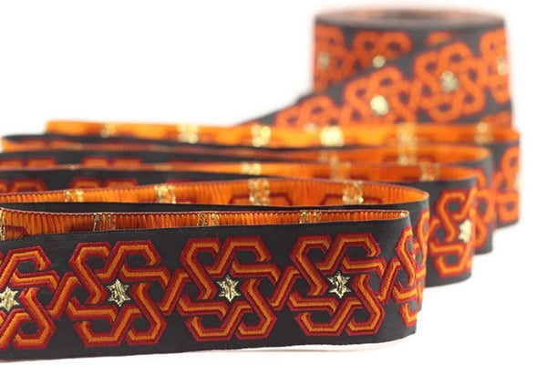 35 mm Star motive Colorfull jacquard ribbons border (1.37 inches) fabric trim, jacquard trim, craft supplies, collar supply, ribbon, 35974