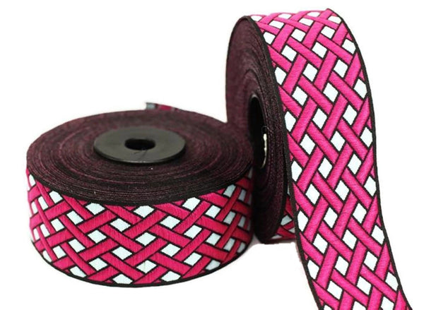 35 mm Node motive Pink jacquard Ribbons (1.37 inches), Jacquard ribbon, jacquard trim, craft supplies, collar supply, jacquard ribbon, 35979