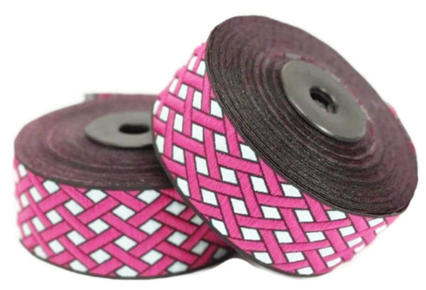 35 mm Node motive Pink jacquard Ribbons (1.37 inches), Jacquard ribbon, jacquard trim, craft supplies, collar supply, jacquard ribbon, 35979