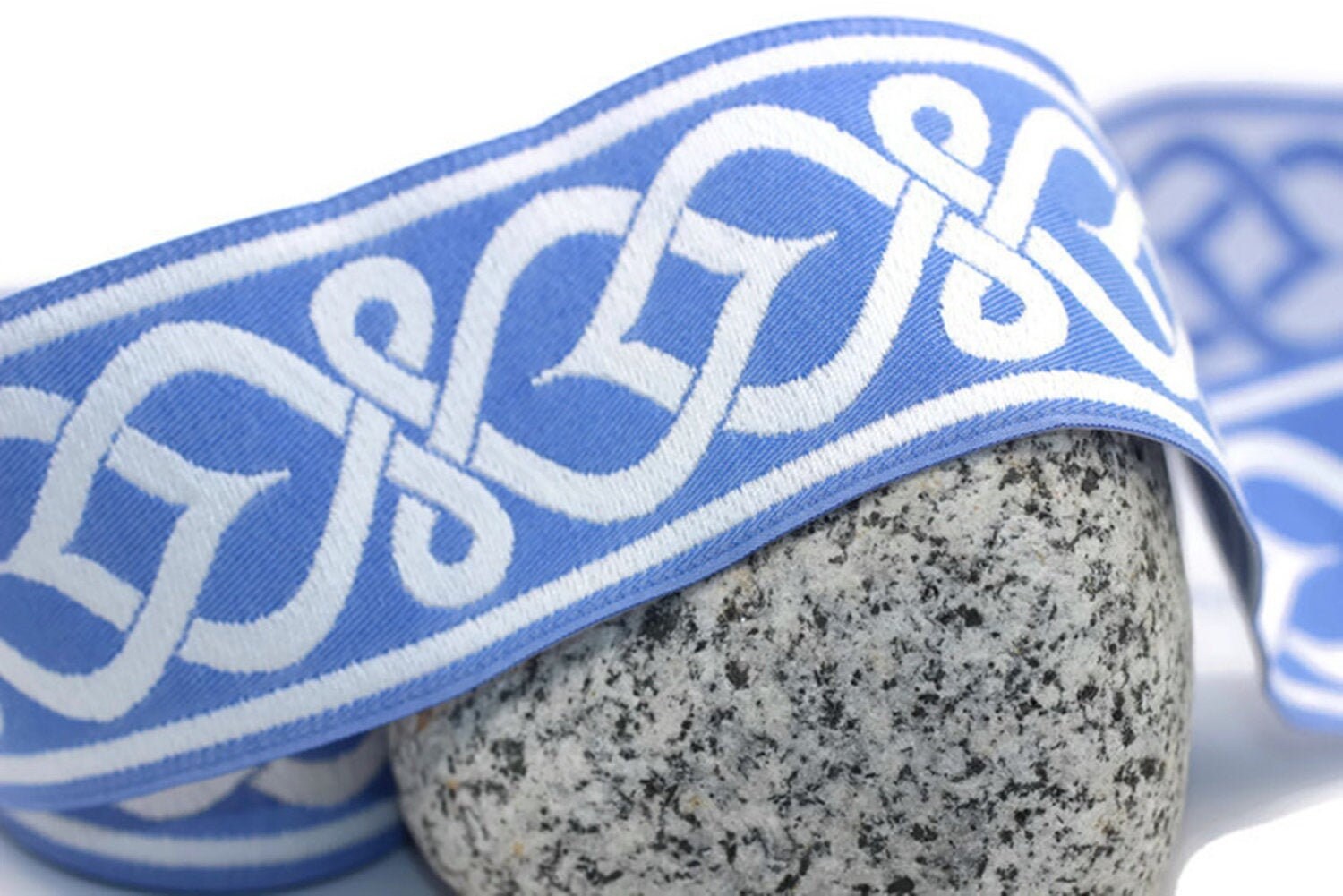50mm Blue Celtic Knot Ribbon, Jacquard Trim, Jacquard Ribbon, Floral E –  Ribbonsland