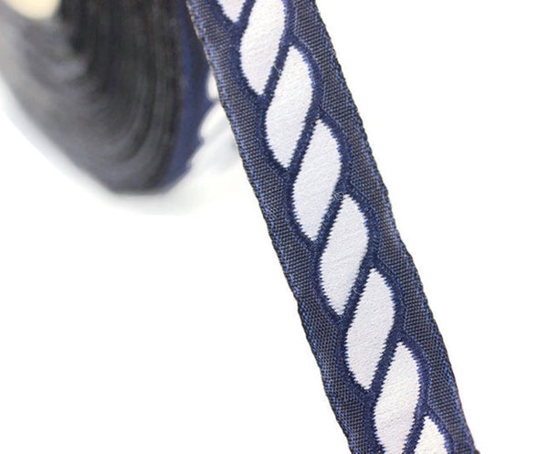 14 mm Blue spiral Jacquard trim (0.55 inches) - Decorative Craft Ribbon, Sewing, Jacquard ribbons, Trim, woven ribbons, collor supply, 14511