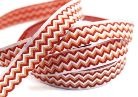 15 mm Red&orange Jacquard ribbons, 0.59 inch, striped ribbon, Sewing trim, craft ribbon, ribbon trim, dog collars, costume ribbon, 15689