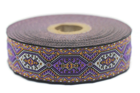 25 mm Purple Woven Jacquard ribbons (0.98 inches jacquard trim, Decorative Craft Ribbon, Sewing trim, woven trim, embroidered ribbon, 25588