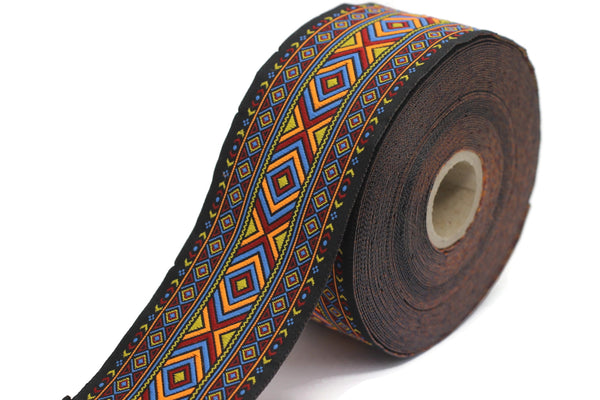 50 mm Colorfull African Motif Ribbon (1.96 inches), Vintage Jacquard, African Pattern Ribbon, Sewing Trim, Huge Trim, Large ribbon, 50995