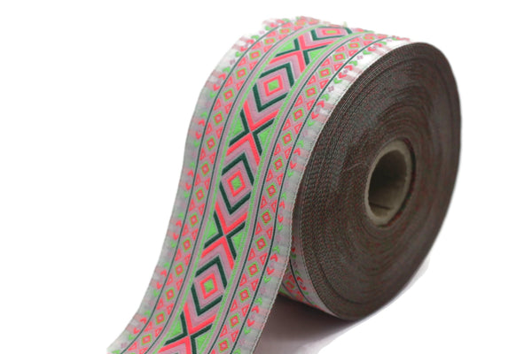 50 mm Colorfull African Motif Ribbon (1.96 inches),  Vintage Jacquard, African Pattern Ribbon, Sewing Trim, Huge Trim, Large ribbon, 50995
