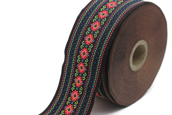 50 mm Colorfull Mosaic Motif Jacquard Ribbon (1.96 inches), Vintage Jacquard, Sewing Trim, Huge Trim, Large ribbon, jacquard ribbon, 50997