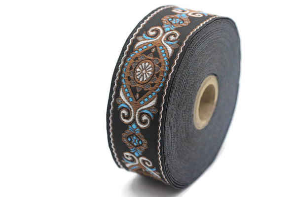 35 mm Blue&Brown Jacquard ribbon (1.37 inches), jacquard ribbon, Decorative Craft Ribbon, Sewing trim, woven trim, embroidered ribbon, 35950