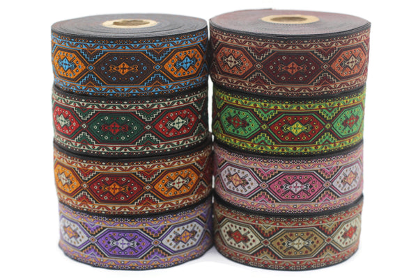 35 mm green&red Woven Jacquard ribbons (1.37 inch, Decorative Craft Ribbon, Sewing trim, woven trim, embroidered ribbon, jacquard trim 35588