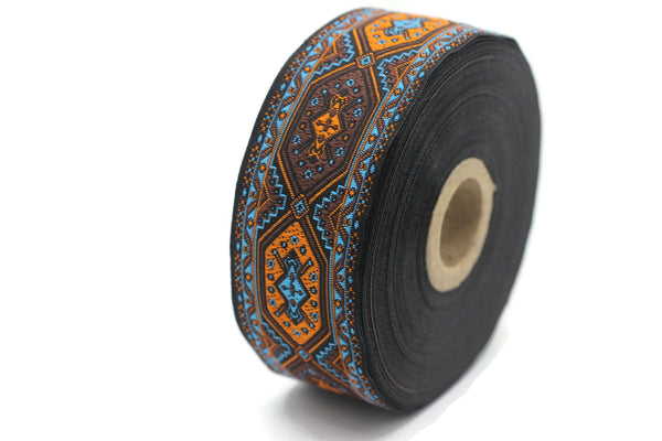 35 mm Blue Woven Jacquard ribbons (1.37 inches), jacquard trim, Decorative Craft Ribbon, Sewing trim, woven trim, embroidered ribbon, 35588