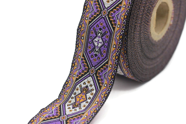 35 mm Purple Woven Jacquard ribbons (1.37 inches, jacquard trim, Decorative Craft Ribbon, Sewing trim, woven trim, embroidered ribbon, 35588