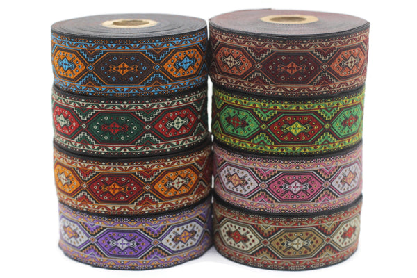 35 mm  Colorful Woven Jacquard ribbons (1.37 inches), Decorative Craft Ribbon, Sewing trim, woven trim, embroidered ribbon, 35588