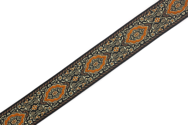 25 mm orange Medieval Motive Woven Border (0.98 inches), jacquard ribbon, Embroidered ribbon, Sewing trim, Scroll Jacquard trim, 25589