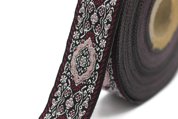 25 mm colorful Medieval Motive Woven Border (0.98 inches), jacquard ribbon, Embroidered ribbon, Sewing trim, Scroll Jacquard trim, 25589