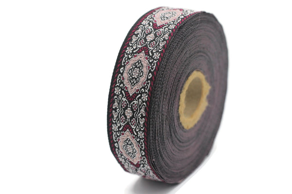25 mm colorful Medieval Motive Woven Border (0.98 inches), jacquard ribbon, Embroidered ribbon, Sewing trim, Scroll Jacquard trim, 25589