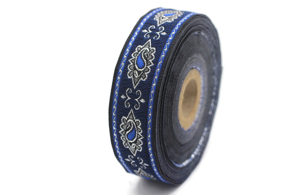 25 mm Royal Blue medieval ribbon (0.98 inches), guitar ribbon, jacquard ribbons, fabric ribbon, vintage ribbon, costume ribbon, 25907