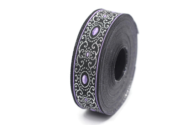 22 mm purple authentic Jacquard ribbonS (0.86 inches), woven ribbon, authentic ribbon, Sewing, Scroll Jacquard trims, 22805