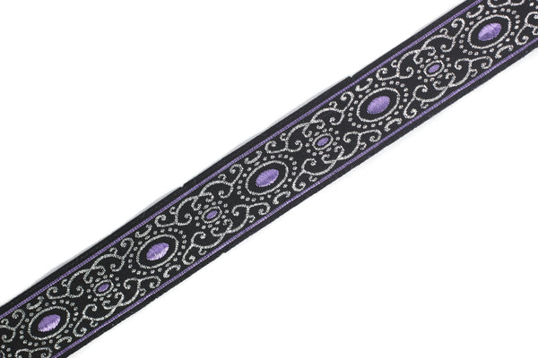 22 mm purple authentic Jacquard ribbonS (0.86 inches), woven ribbon, authentic ribbon, Sewing, Scroll Jacquard trims, 22805