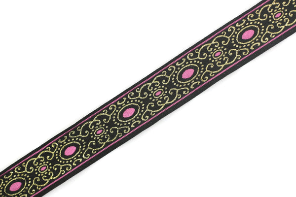 22 mm pink authentic Jacquard ribbon (0.86 inches), woven ribbon, authentic ribbon, Sewing, Scroll Jacquard trim, 22805