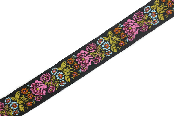 22 mm colorful Floral Embroidered ribbon (0.86 inches), Vintage Jacquard, Floral ribbon, Sewing trim, Jacquard trim, Jacquard ribbon, 22097