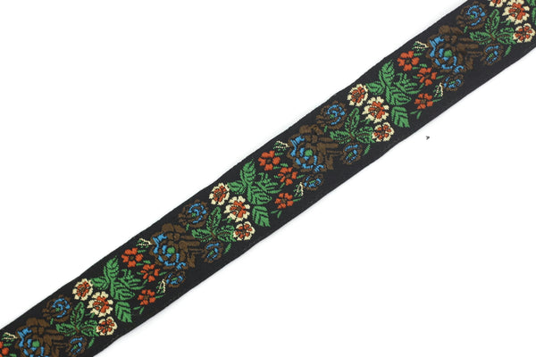 22 mm Green Floral Embroidered ribbon (0.86 inches), Vintage Jacquard, Floral ribbon, Sewing trim, Jacquard trim, Jacquard ribbon, 22097