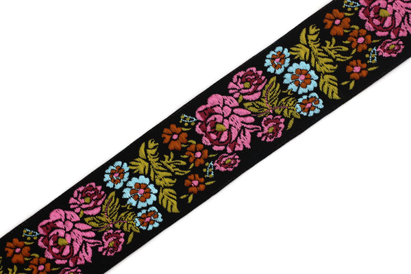 35 mm colorful Floral Embroidered ribbon (1.37 inches), Vintage Jacquard, Floral ribbon, Sewing trim, Jacquard trim, Jacquard ribbon, 35097