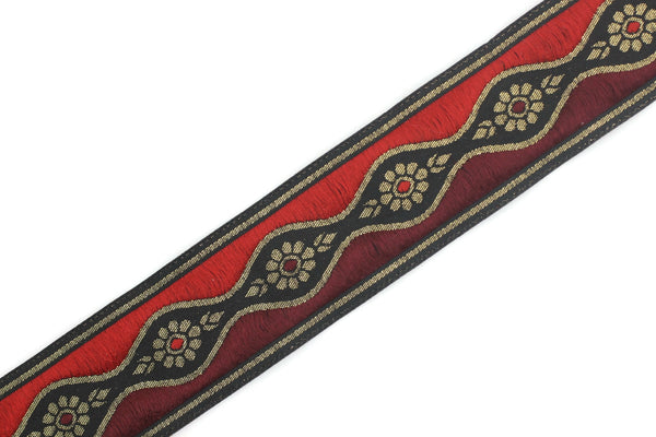 35 mm Red Floral Vintage ribbon (1.37 inches), floral embroidered ribbon, Decorative ribbon 35924