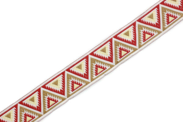25 mm Red/Milk Brown Chevron Jacquard ribbon (0.98 inches, Decorative ribbon, Craft Ribbon, Jacquard trim, trim craft, costume ribbon, 25915