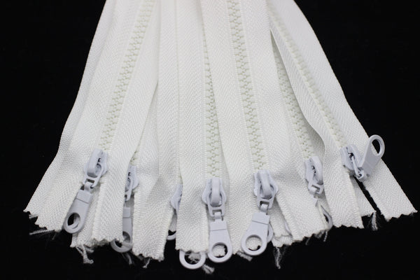 13 Pcs White Separating Zipper, 30 cm (12 inches) Zipper, Plastic Chunky Teeth Zipper, Vislon Zipper, Coat Zipper, Jacket Zipper, Bag Zipper