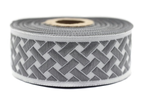 35 mm Gray Knot 1.37 (inch) | Jacquard Trim | Embroidered Woven Ribbon | Jacquard Ribbon | Embellishment Ribbon | 35mm Wide | 35274