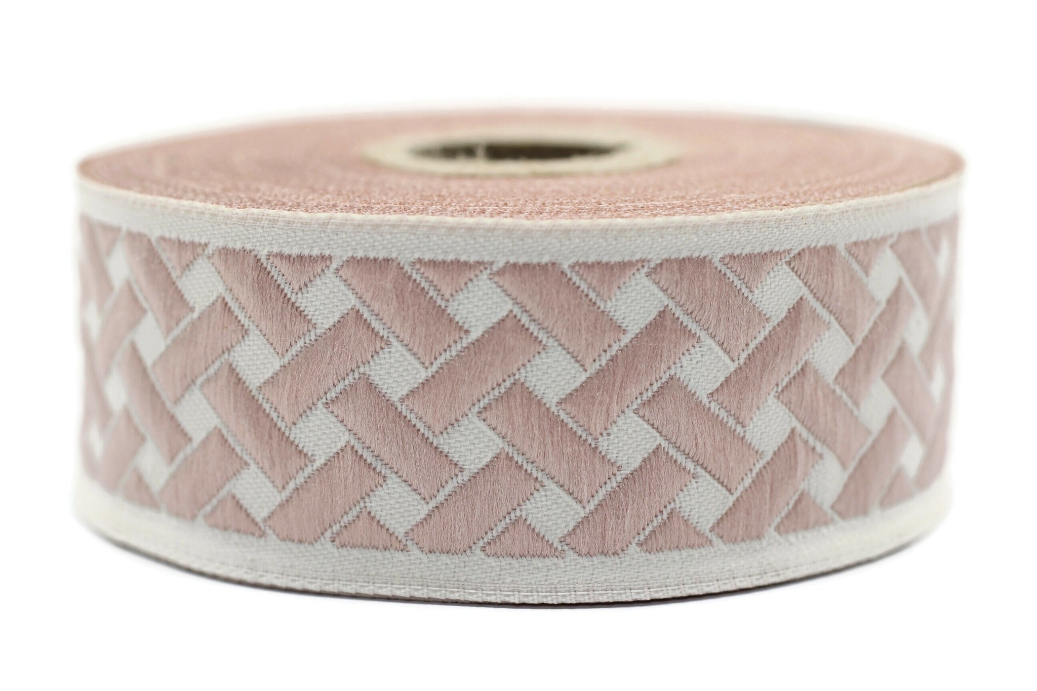 35 mm Pink Knot 1.37 (inch) | Jacquard Trim | Embroidered Woven Ribbon | Jacquard Ribbon | Haberdashery Trimings Ribbon | 35mm Wide | 35274