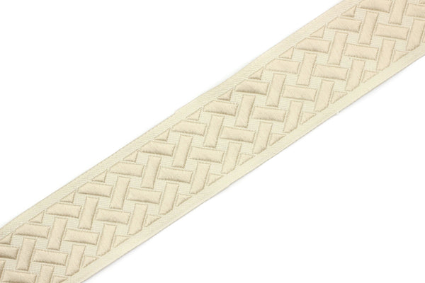 35 mm Beige Knot 1.37 (inch) | Jacquard Trim | Embroidered Woven Ribbon | Jacquard Ribbon | Strapmaking Trimings Ribbon | 35mm Wide | 35274