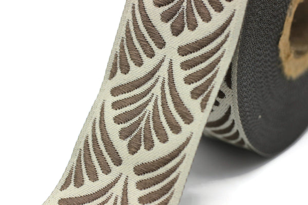 35 mm Coffe Brown Seashell  1.37 (inch) | SeaShell Ribbon | Embroidered Woven Seashell Ribbon | Jacquard Ribbon | 35mm Wide | 35273