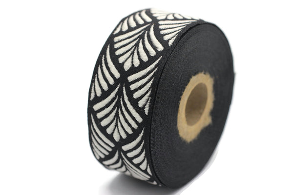 35 mm White Seashell  1.37 (inch) | SeaShell Ribbon | Embroidered Woven Seashell Ribbon | Jacquard Ribbon | 35mm Wide | 35273