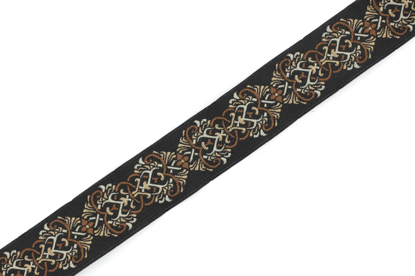 25 mm medieval motive Brown jacquard Ribbons (0.98 inches), jacquard trim, craft supplies, collar supply, fall ribbon, 25976