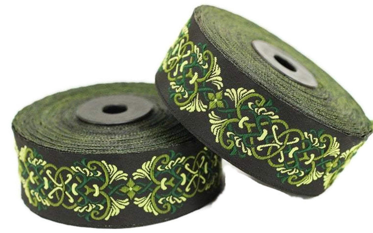 35 mm Celtic Knot Green jacquard Ribbons (1.37 inches) ribbon trim, ja ...