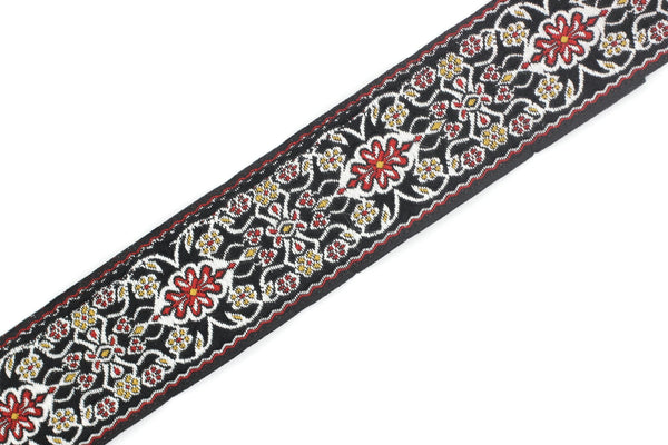 35 mm black&red yuzen jacquard ribbon (1.37 inches), jacquard trim, otantic ribbon,  jacquard ribbons, fabric ribbon, vintage trim, 35939
