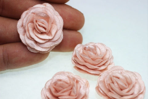 10 pcs Satin Pale Pink Flower - 30 mm Decorative Satin Flower - Wedding Accessories - Do it yourself project - Sewing Supplies
