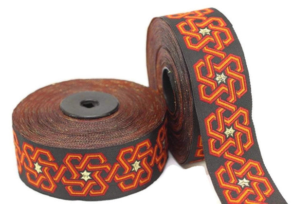 35 mm Star motive Colorfull jacquard ribbons border (1.37 inches) fabric trim, jacquard trim, craft supplies, collar supply, ribbon, 35974