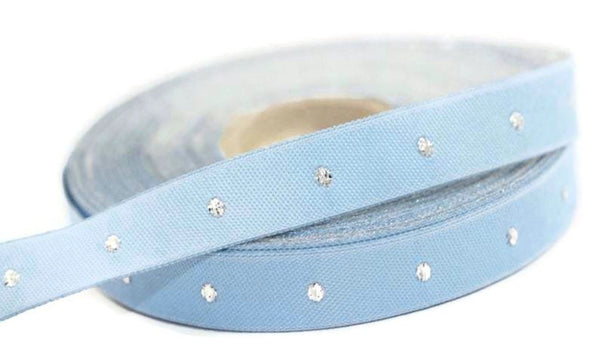 14 mm Blue&Silver Flat Motive Jacquard ribbon, (0.55 inches), jacquard ribbon, Flat ribbon, french ribbon, Jacquard trim, ribbon