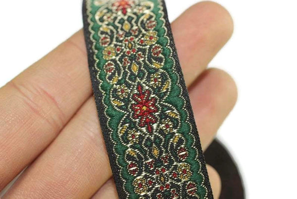 35 mm Red&Green Anatolian jacquard ribbon (1.37 inches), jacquard trim,  jacquard ribbons, fabric ribbon, vintage trim, 35939