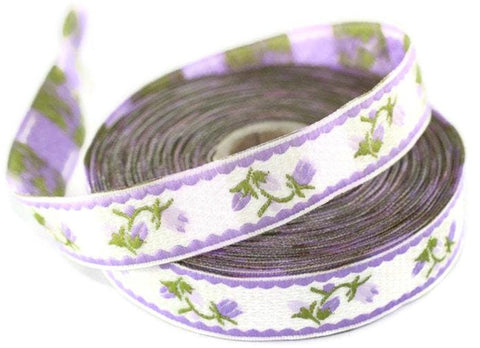 35 mm Lilac&white floral Jacquard ribbons (1.37 inches), jacquard trim, Decorative Craft Ribbon, Sewing trim, embroidered ribbon