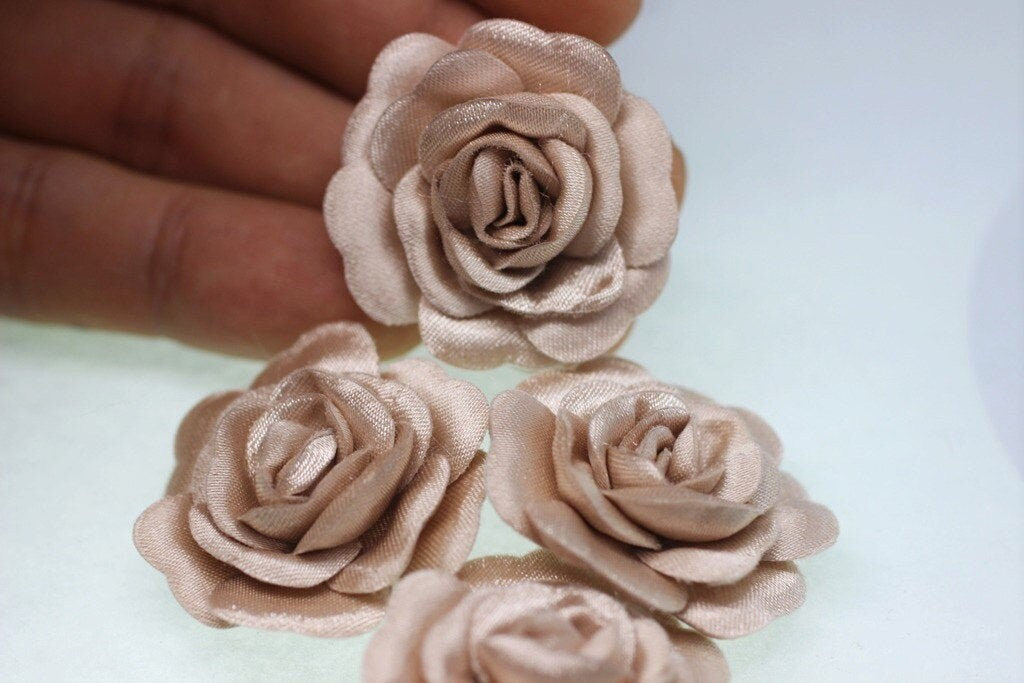 10 pcs Satin Pale Grey Flower - 30 mm Decorative Satin Flower - Wedding Accessories - Do it yourself project - Sewing Supplies