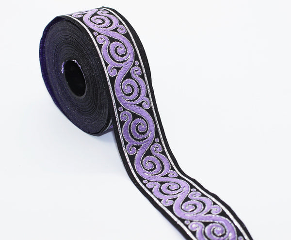 35 mm Lilac Scroll Jacquard trim (1.37 inches),  Native American Jacquard trim, woven trim - woven jacquard, jacquard ribbons, 35221
