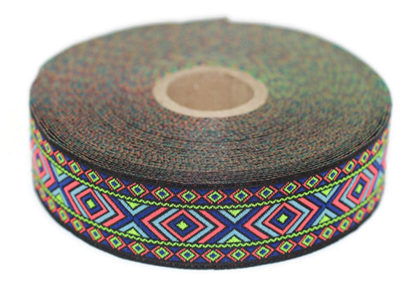 Choose your Hippie Motif Ribbon, 25mm (0.98 inches), Woven Trim, Ethnic Ornament Ribbon, Boho Style Trim, 25995
