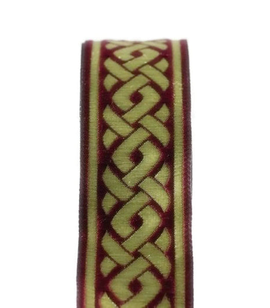 50 mm Gold&claret red Jacquard ribbons 1.96 inches, spiral Style Jacquard trim, Sewing Jacquard ribbons, woven ribbons, collars supply