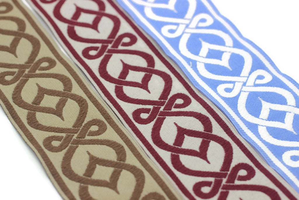 Celtic Rope Ribbon 50mm Celtic Knot Ribbon, Jacquard Trim, Jacquard Ribbon, Floral Embroi ...