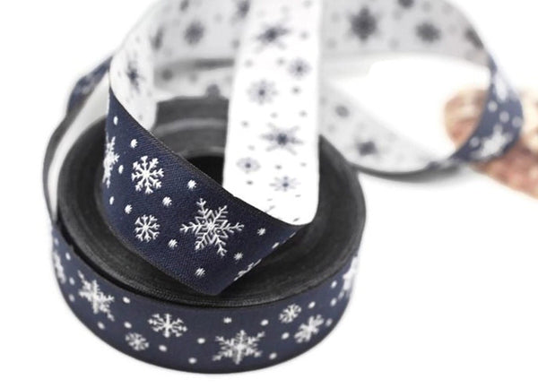 22 mm Blue Snowflake Jacquard trim (0.86 inches), Vintage Ribbon, Decorative Craft Ribbon, Jacquard ribbon, Christmas Ribbon Trim 22481