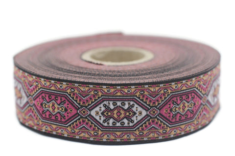 25 mm Lilac Woven Jacquard ribbons (0.98 inches jacquard trim, Decorative Craft Ribbon, Sewing trim, woven trim, embroidered ribbon, 25588